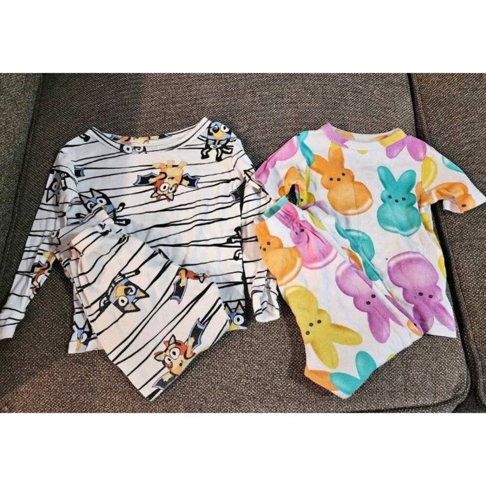 Lot of 2 5T Pajamas Bluey Halloween and Peeps Holiday